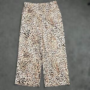 Rachel Roy Pants XL Womens Leopard Print Wide Leg Trousers Crepe Palazzo Chic